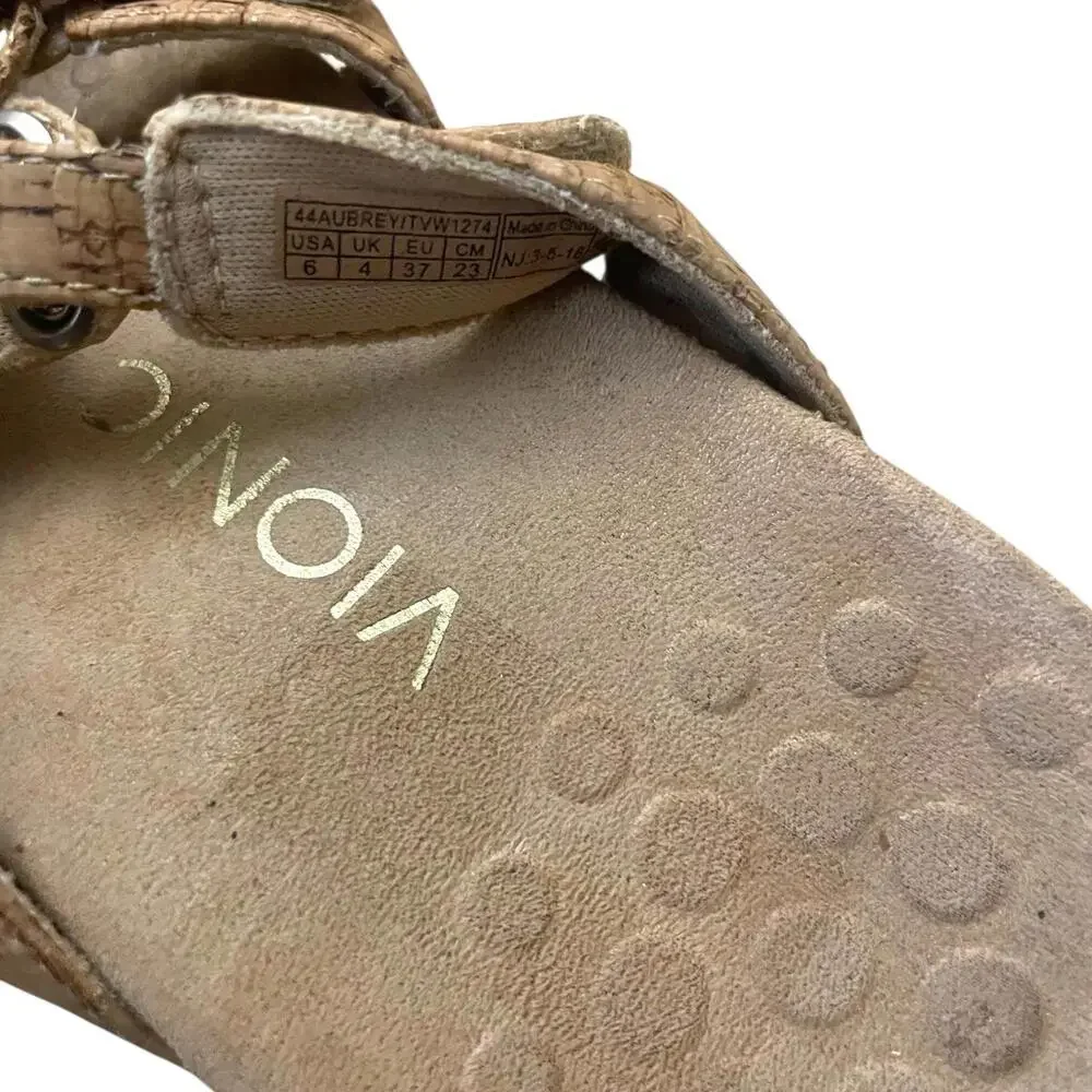 Vionic Aubrey Sandals Cork Slip On Adjustable Straps Women's US Size 6